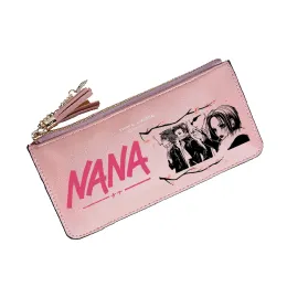 Plånböcker anime nana kvinnor rosa plånbok kwaii id korthållare lång handväska med mynt fickor pu läder pengar väska flickor telefon koppling väska