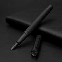 Caneta xsyoo preto prata metal de metal caneta ef/f/textura bent nibtree excelente escrita de titânio caneta caneta padrão