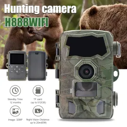 Telecamere da caccia alla fauna selvatica da 32 MP Camera da telecomanda wifi telecamera per piste di controllo 0,2S FAST TRIGGERS Night Vision Night Vision Monitoraggio della fauna selvatica per esterni