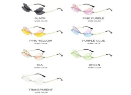 Güneş gözlüğü 1pc moda yusufçuklu benzersiz tasarım rimless dalga gözlük lüks trend dar güneş gözlükleri kadınlar için