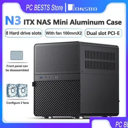 컴퓨터 케이스 타워 Jonsbo N3 NAS ITX Mini Case Allinone 알루미늄 사무실 데스크톱 섀시 8 하드 디스크 위치 지원 250mm 그래픽 OTXEV