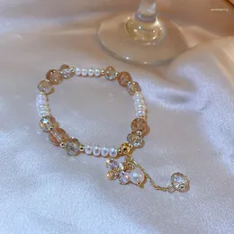 Bracelets de charme Adorável Acessórios de cristal de bracelete de abelhas para mulheres imitação de pérola Kpop Jewelry Birthday Anniversary