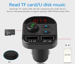 Şarj Cihazı Kiti Eller Araba Kablosuz Bluetooth FM Verici MP3 Radyo 2 USB Şarj Cihazları Araç Aksesuarları Hands8752710