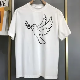 Mäns T-shirt Designer Men Loose Casual 100% Cotton Short Sleeve Summer Peace Pigeon Print Kort ärm Mäns och kvinnors matchande toppar är till 4xl