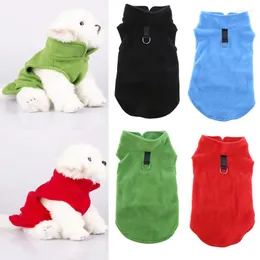 Hundebekleidung Winterweste weiche Vlieskleidung für kleine Hunde Feste Farbe warm warmes T-Shirt-Geschirr Leine D-Ring Mops Mantel Haustier Vorräte