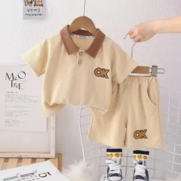 Kleidung Sets Sommer Baby Jungen Säugling Kleidung 2024 Koreaner Waffelbrief drehen