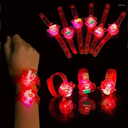 Parti Dekorasyonu 20 PCS Noel Light Up Bezeletler Isinir Led Glow Karanlık Yanıp Sönen Bileklik Dekorasyonlar Yıllar Hediye