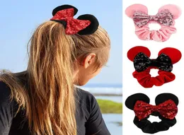 آذان الماوس scrunchies إكسسوارات الشعر عداد الرأس ترتقة Hairband Velvet Hairbows Hair Tie Tie Bonytail Holder for Women Girls4298035