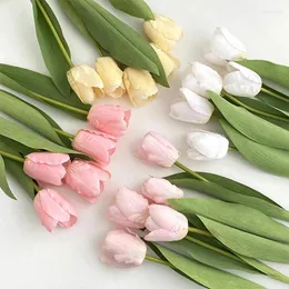 Kwiaty dekoracyjne 10pc nawilżający tulipan sztuczny kwiat prawdziwy dotyk tulipany wystrój ślubny bukiet domowy dekoracja salonu