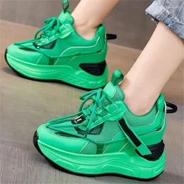 Casual Shoes Women Breathable Cow Leather Platform Wedge High Heels Fashion Sneakers Party Pumps Creepers