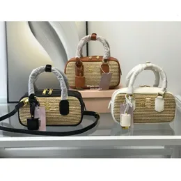 Luxury woven miui bag women handbag shoulder crossbody bags designer bag straw woven totebag zipper design arcadie Bag fashion bowling handbags