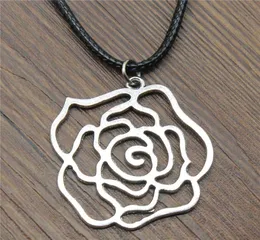 WYSIWYG 5 Pieces Leather Chain Necklaces Pendants Choker Collar Male Necklace Fashion Hollow Rose Flowers 37x36mm N6B140088896142