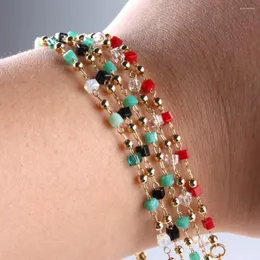 Charm Armbänder Zmzy Boho Square Glass Crystal Perlen Armband Freundschaft Böhmen einstellbar für Frauen Armband Schmuck