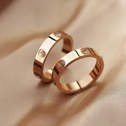 Love Rings Mens and Womens Rose Gold Jewelry Classic Luxury Designer Jewelry Titanium Plated Tarnish Free Rings Allergy Free 4mm 5mm 6mm Par Ring Presents