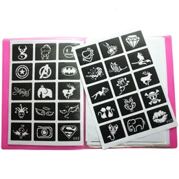 4pcslot sticker riutilizzabile tatuatore stampini modello di bookpainting modello glitter henné set di stencil set album fisso stile 240418