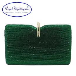 Сумки Royal Nightinges Hard Box Clutch Crystal Вечерние сумки и сумочки для женской вечеринки Emerald Dark Green