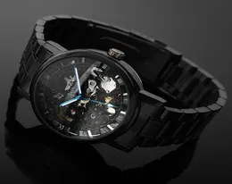 2022 Vinnare Brand Men Skeleton Mechanical Automatic Watches Steam Punk Black Watch Man Clock Watch4374403