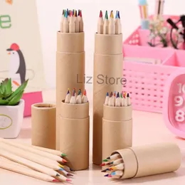 Drawing Students 12 Colors Art Wholesale Sketch Painting Pencil Kraft Paper Canister Colorful Pen Children Drawings Supplies Th0632 s