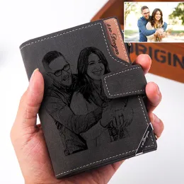 Wallets Men Short Wallet with Zipper Coin Pocket Custom Picture Personalized Photo Wallets Father's Mother's Day Gift for Men Him Her