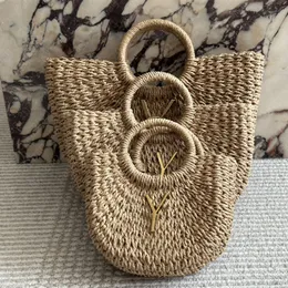 Роскошная рафайс пляжная сумка для пакеты с большой емкостью дизайнер соломенная пляжная сумка с теной ручной плетена