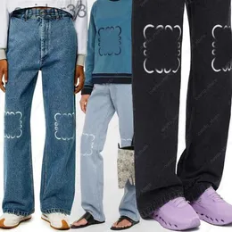 Designer Womens Jeans Jeans Denim Hosen High Wailstraße Straight Pantalones Patch bestickte Dekoration Casual Blue Jackets 4t98