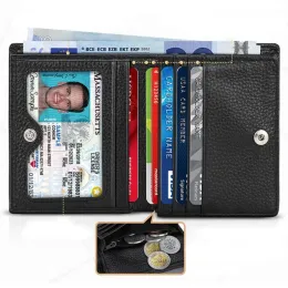 Halter neuer echter Kuhleder Männer HaSp Slim Wallet Card Protective Case RFID Blockierende Kreditbank -ID -Kartenhalter Antitheft Mini -Geldbörse