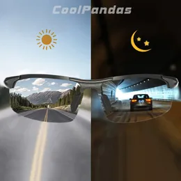 Coolpandas remless في الهواء الطلق الرياضة القيادة pochromic نظارات شمسية الرجال استقطاب النظارات النهار ليلة الحرباء Zonnebril Heren 240409