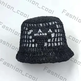 Pra Woven tyg Bucket Hat Classic Italian Luxury Brand Designer Women's Straw Hat 634