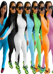 نساء مخطط حليدة bodysuit zipper الأكمام الطويلة قمم السراويل السراويل النحيفة rompers النادي الليلي الحزب