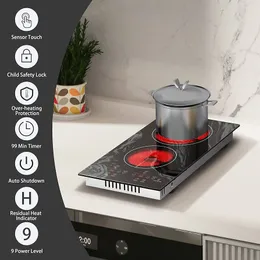 Ana Sayfa Appliance Çok Fonksiyonlu Isı Hızlı ETL Domino 2 Brülör Seramik Hob Seramik Ocak Kızılötesi Hob ​​T2V-01