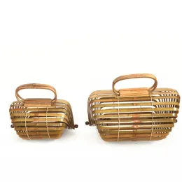 Bolsas novas de bambu de bambu artesanato artesanato de lanterna sacola de presente de vime