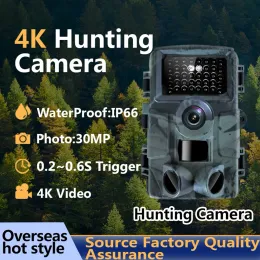 Kameror Hunting Trail Camera Waterproof Wild Animal Trail Surveillance Detector Camera Infrared Night Vision 4K HD Hunting Equipment