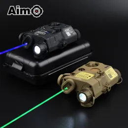 SCOPES AN/PEQ15 Indicatore laser a punto verde/rosso/blu + Flashlight LED bianco 200 lumen FIT 20 mm Capelli a caccia di binario Airsoft PEQ