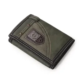 Wallets Casual Style Boys Canvas Wallet Short Men Zipper Coin Male Trifold Purse Card Holder for Teenager Girls Coin Pockets