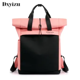 BUSSE Zaino in tela in stile coreano per donne Summer Pink Black Travel Backpack Borse per le spalle da ragazza da ragazza SAC