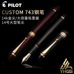 Pens Especial Nibs Pilot Fontain Pen Custom 743 Japão Conjunto original de canetas 14K NIB FKK3000R ARMAZENAGEM DE TINK CAPACIDADE