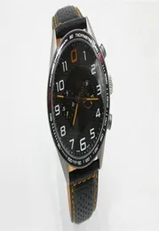 Hochwertige Männer MP4 12C Automatische mechanische Uhr Schwarze Tricolor Edelstahl -Zifferblatt Lederband 45 mm339w8287230