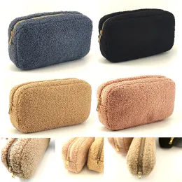 الحالات Teddy Velvet Makeup Bag Zipper Terry Plush Cashmere Rooties Bag Cosmetic Bag Lambswool Pen Pouch Commetic Organizer Storage