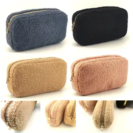 Casos Teddy Velvet Makeup Bag Zipper Terry Plush Cashmere Holyetries Bag Bolsa Cosmética Bolsa de Lambro