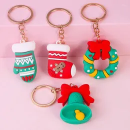 Dekorativa figurer Julnyckelkedja Cartoon Santa Claus Elk Snowman Keychain for Women Children Gift Accessories Pendant Ornaments