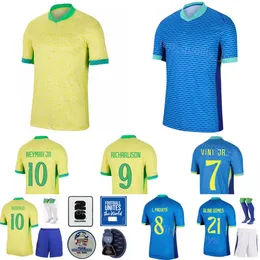 Copa America 2024 2025 Brasils Soccer Jerseys 8 Lucas Paqueta 25 Lucas Beraldo 14 Fabricio Bruno 9 Gabriel Jesus 15 Joao Gomes Football Shirt Kits National Team