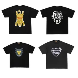 Human Made Fashion Trendy marki męskie koszulki damskie kreskówki Tiger Flying Duck Panda Dog Pig Slub Cotton T Shirt