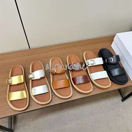 Celini berömda celi designer sandaler märkesskor kvinnors tofflor tjocka sulade lyxiga skomaker skor sommaren platt sulad kvinnor vit svart pochette tippi brun sand