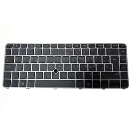 Novo teclado de laptop genuíno spa nos EUA para HP Elitebook 819876-071 Ponto de mouse de quadro de prata preto do teclado preto