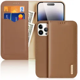지갑 Dux Ducis Real Genuine Leather Soft Wallet Case for iPhone 14 13 Pro Max 14 Plus 14Pro 13 Magnetic Flip Card Holder Phone Cover