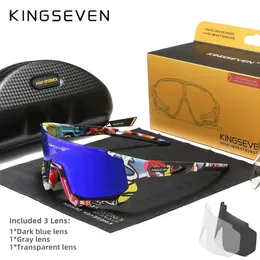 Kingseven Cycling Sunglasses Men Mtb Bicycle Glasses UV400偏光釣り保護アイウェアPochromic Bike Goggles 240419