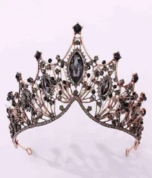 Forseven Retro Baroque Style Blackpurple Crystal Princess Diadem Tiaras и короны Женщины невеста Noiva Свадебные украшения для свадьбы 213964325