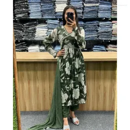 Ubranie etniczne salwar kameez set drukowane robota projektantka Kurti Pant dupatta ręcznie robiona