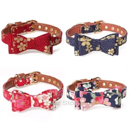 Tie Dog Cherry Pattern Flower Bow Bow Dogs Sakura Printing Bowknot Pets Pet