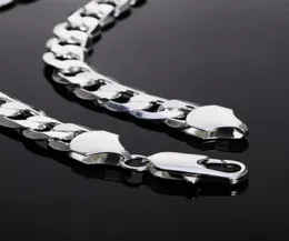 Серебряная серебряная кубинская цепь 12 мм 18202224262830 дюйма бокового ожерелья для женщины Мужчина Чистые ювелирные подарки 4764097